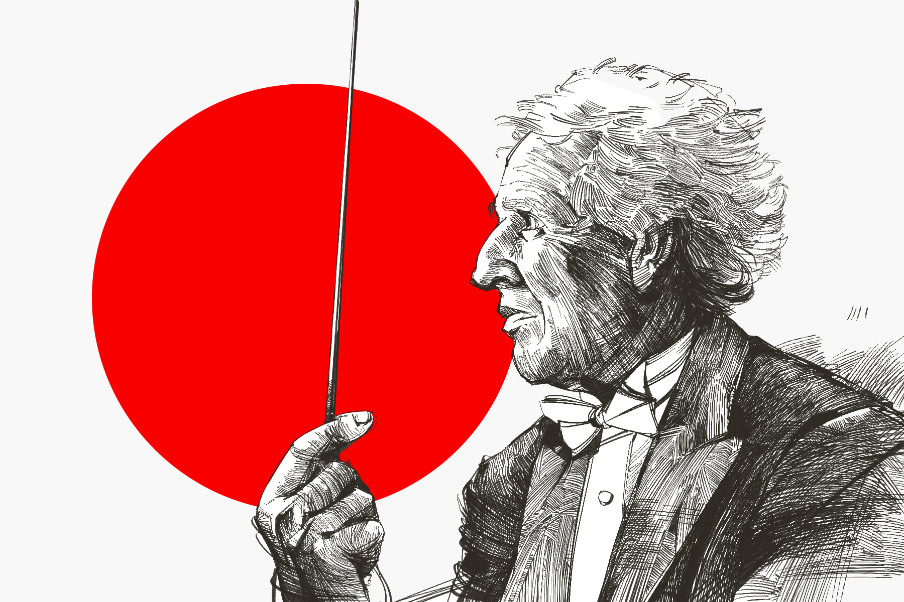 Zeichnung des Dirigenten Benjamin Zander